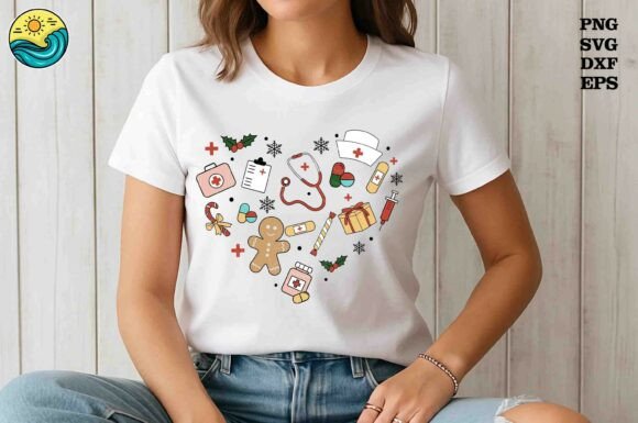 Christmas Nurse Medical Heart SVG PNG