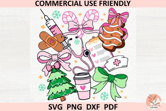Christmas Preppy Coquette Nurse PNG SVG