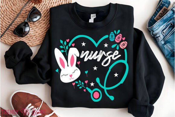 Easter Nurse & Heart Bunny Shirt Design