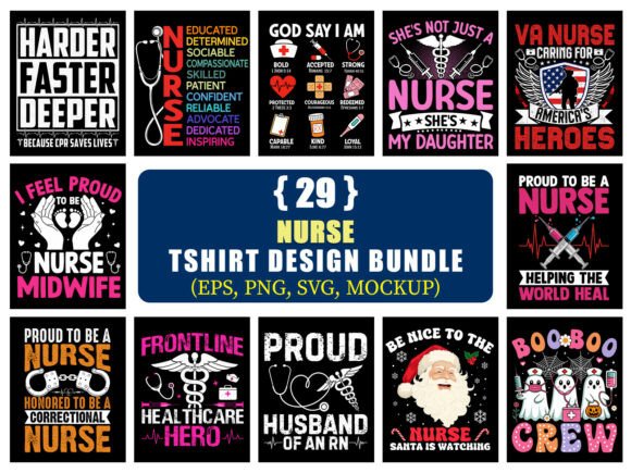 Funny Nurse T-Shirt Design Bundle