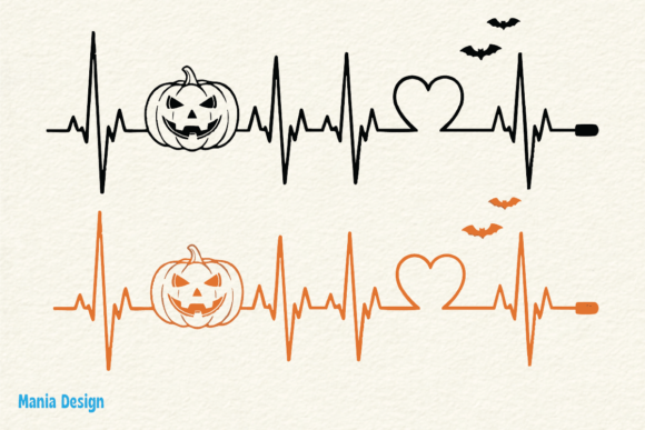 Halloween Pumpkin Heartbeat PNG