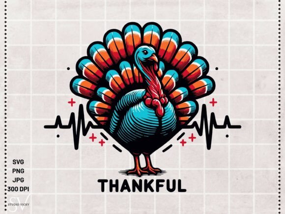Heartbeat Turkey Thanksgiving SVG PNG
