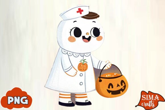 Little Boo Nurse Halloween Ghost Pumpkin