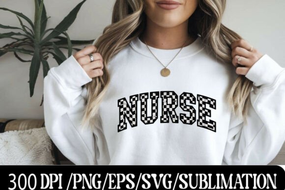 Nurse Checkered Typography SVG PNG File