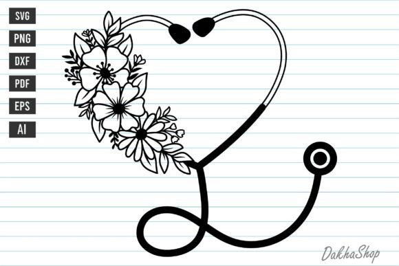 Nurse SVG Stethoscope Flower Heart