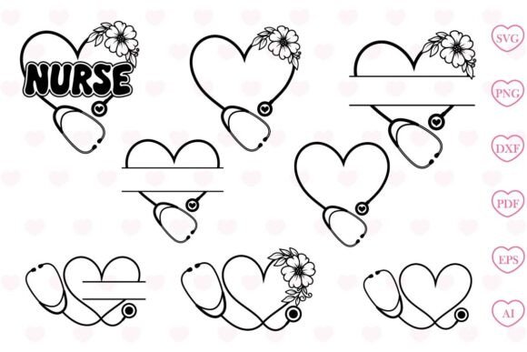 Stethoscope Heart SVG Monogram Nurse SVG
