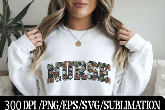 Trendy Flower Nurse Digital Design
